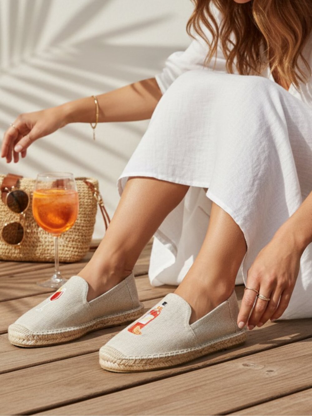 Soludos The Spritz Platform Espadrille -Smoking Slippers -Beige - Size 8 NWT